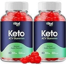 Two bottles of keto gummies with red jelly